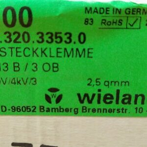 25.320.3353.0 Wieland Electric Conn Rising Cage Terminal Block F 3 POS 5mm Screw