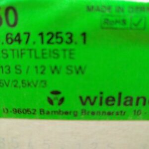 25.647.1253.0 WIELAND ELECTRIC PCB PIN HEADER 8513 S / 12 W O