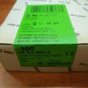 Wieland 56.703.0053.0 Conn Feed-Through Terminal Block F 2 POS ST T DIN Rail 20