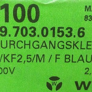 39.703.0153.6 - FEED-THROUGH TERMWKF2,5/M / F BLAU WIELAND