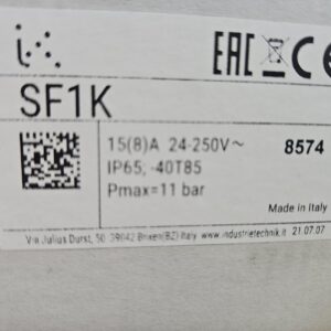 Flow switch 15(8)A 24 - 250v IP65: -40T85 Max pressure 11bar - SF1K