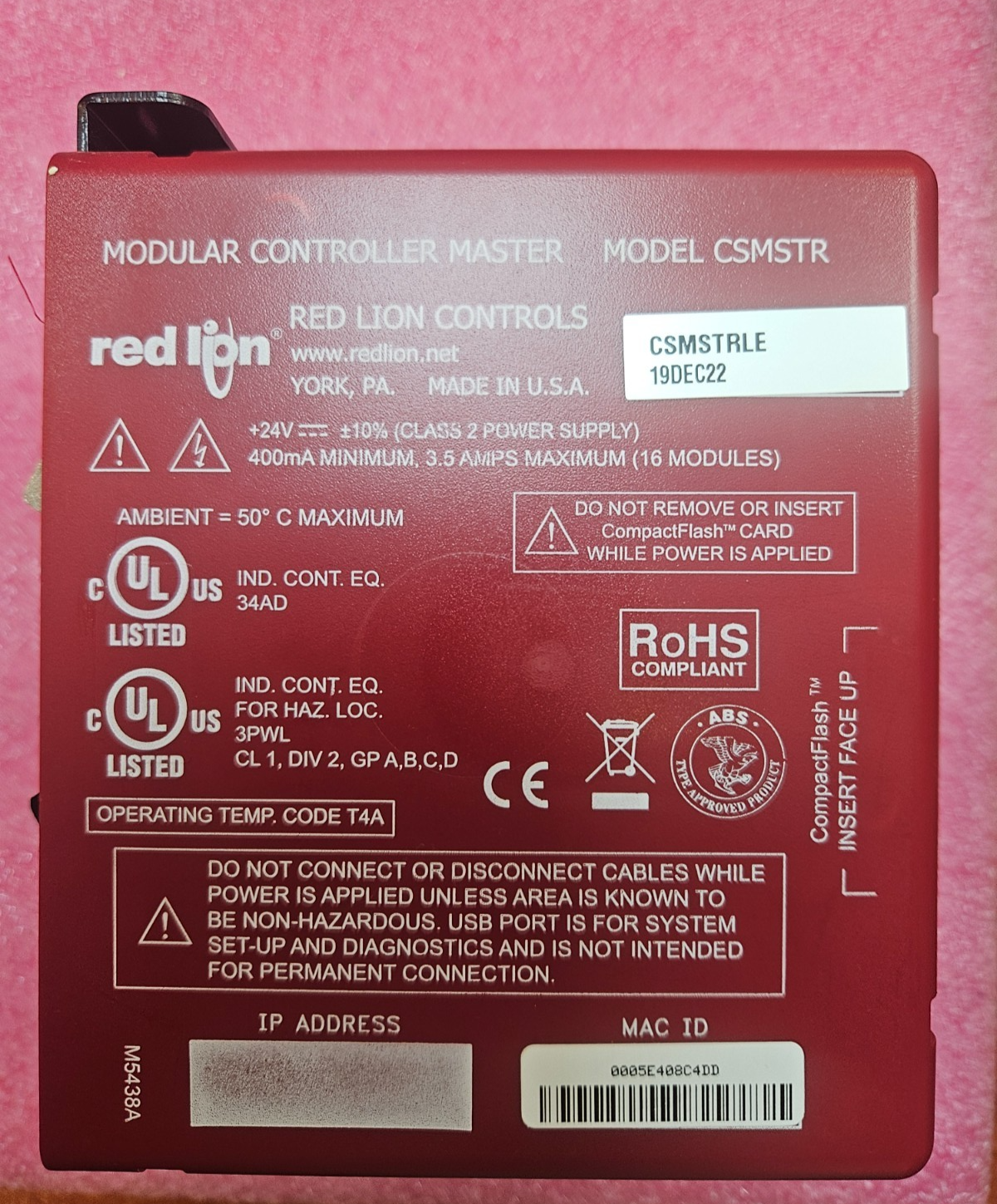 Red Lion CSMSTRLE / CSMSTR-LE Enhanced Modular Controller Master