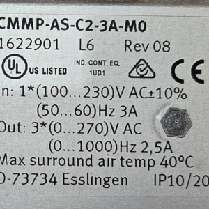FESTO CMMP-AS-C2-3A-M0 1622901 L6 rev 08 motor controller