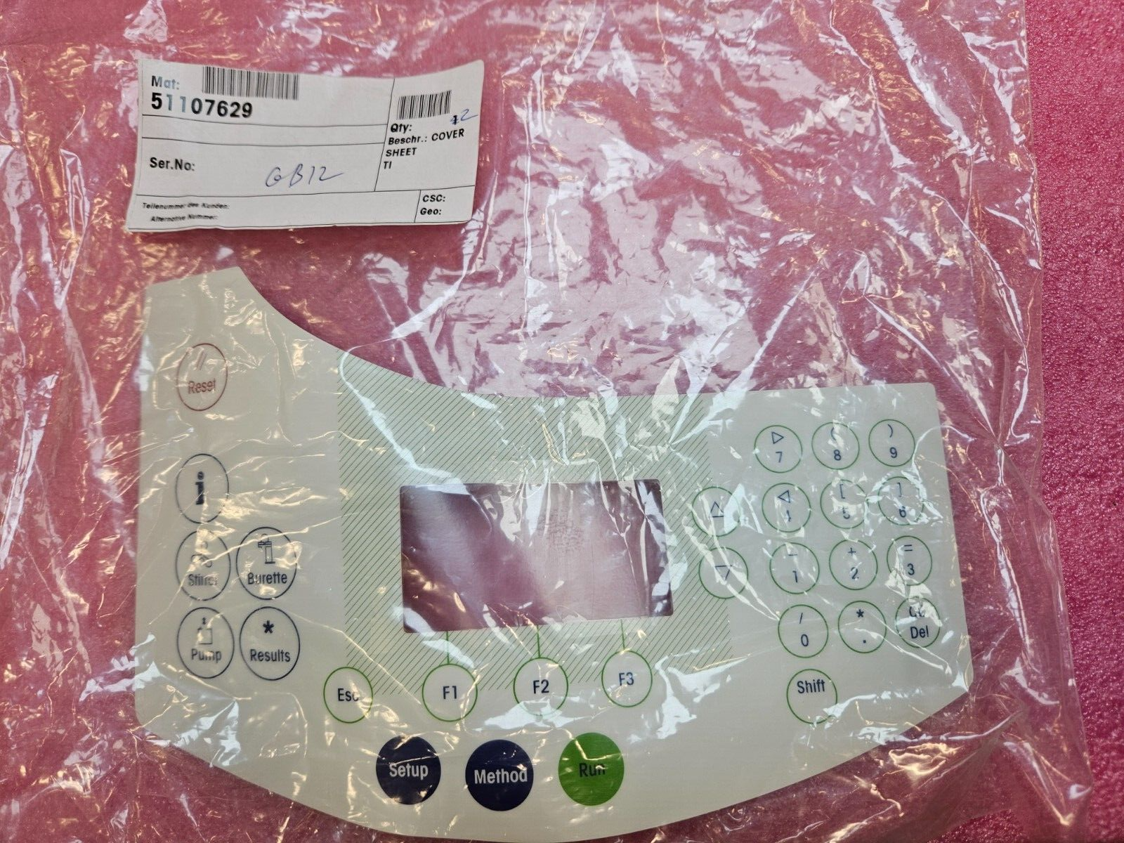 METTLER TOLEDO 51107629 COVER SHEET